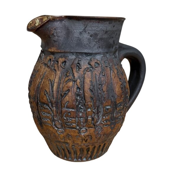 Vintage Monastery Art Collection Handcrafted Pitcher With Floral Pattern - Picture 9 of 9